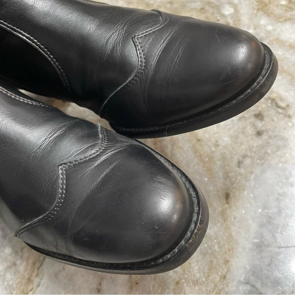 Paul Green Black Leather Boots Pointed Toe 2 inch heel